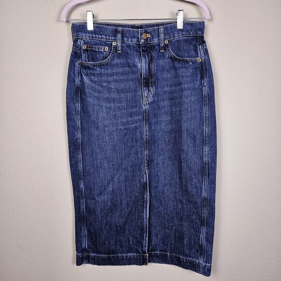 J.Crew High Rise Denim Front Slit Midi Skirt Womens 4 Pencil Western CB967 Jean - Picture 16 of 16